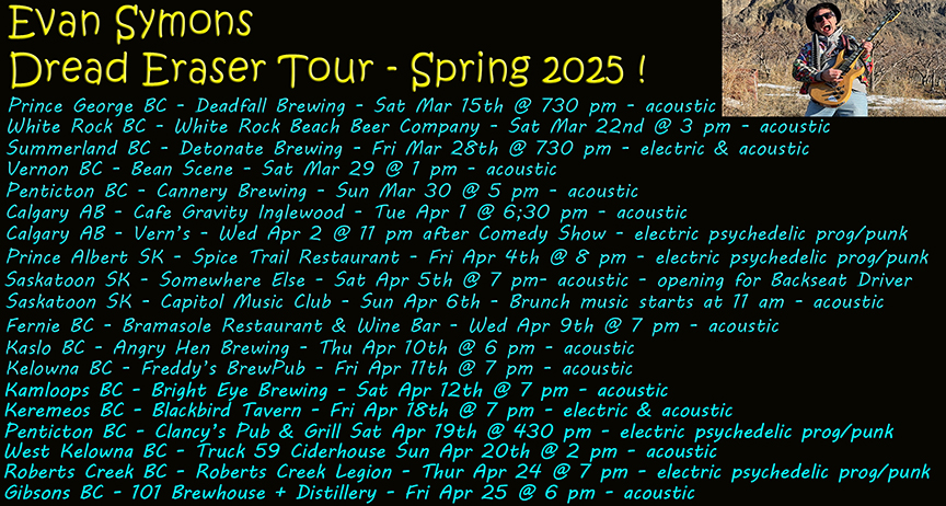 Evan Symons Dread Eraser Tour - Spring 2025